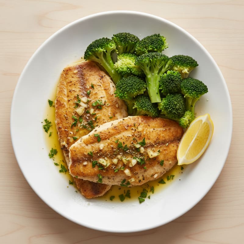 Lemon Herb Tilapia with Steamed Broccoli