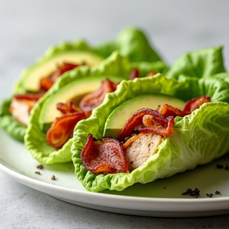 Fresh Turkey and Crispy Bacon Lettuce Wraps with Creamy Avocado