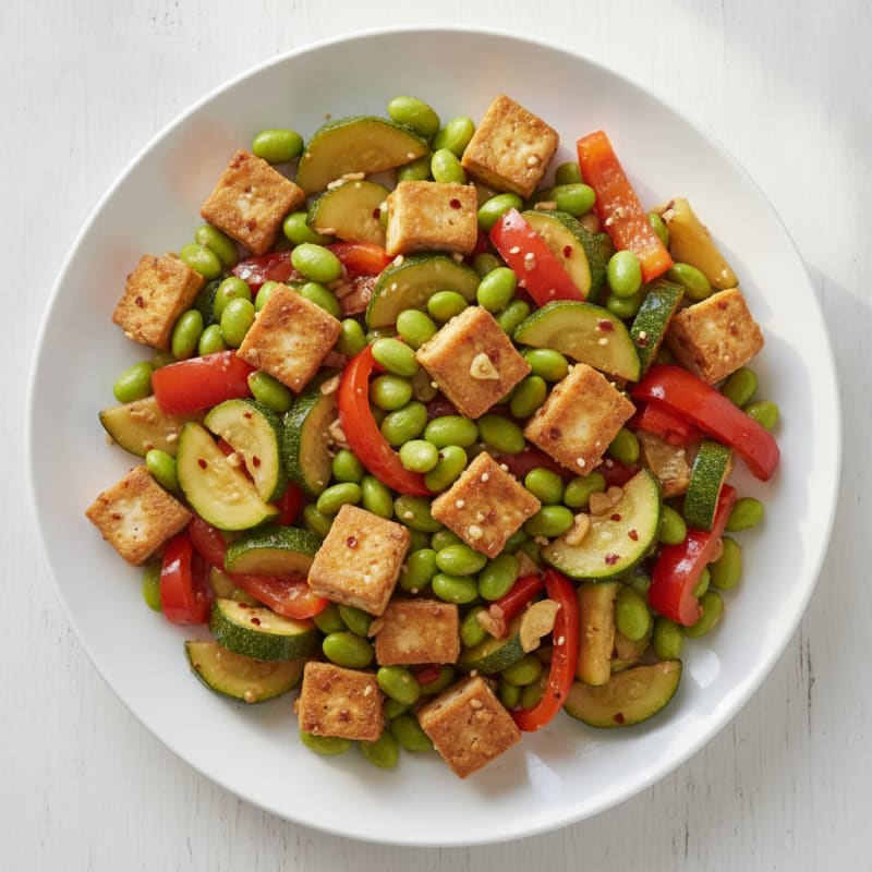 Edamame Zucchini Bell Pepper Stir-Fry