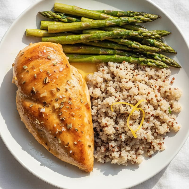 Lemon Herb Roasted Chicken with Asparagus