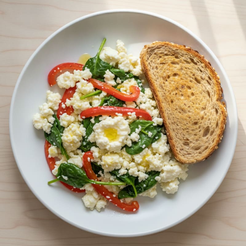 Egg White Veggie Scramble with Cottage Cheese