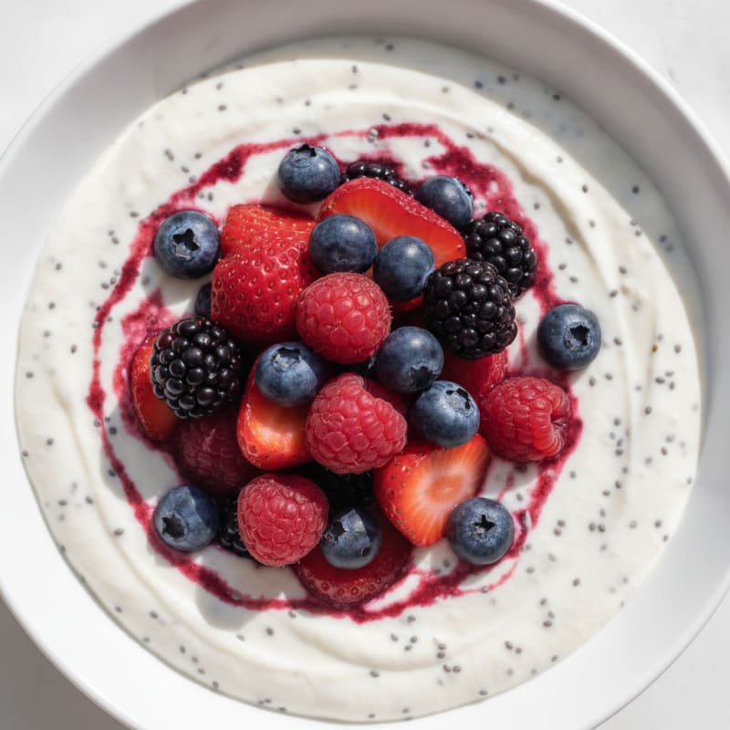 Creamy Greek Yogurt Protein Pudding with Mixed Berries