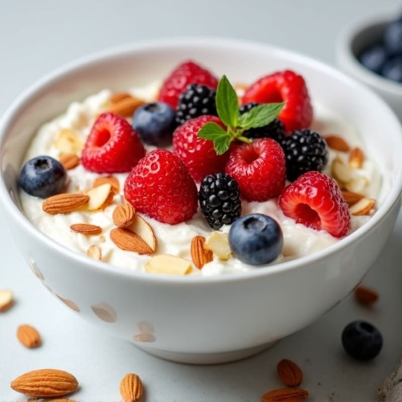 Creamy Cottage Cheese with Fresh Berries and Crunchy Almonds