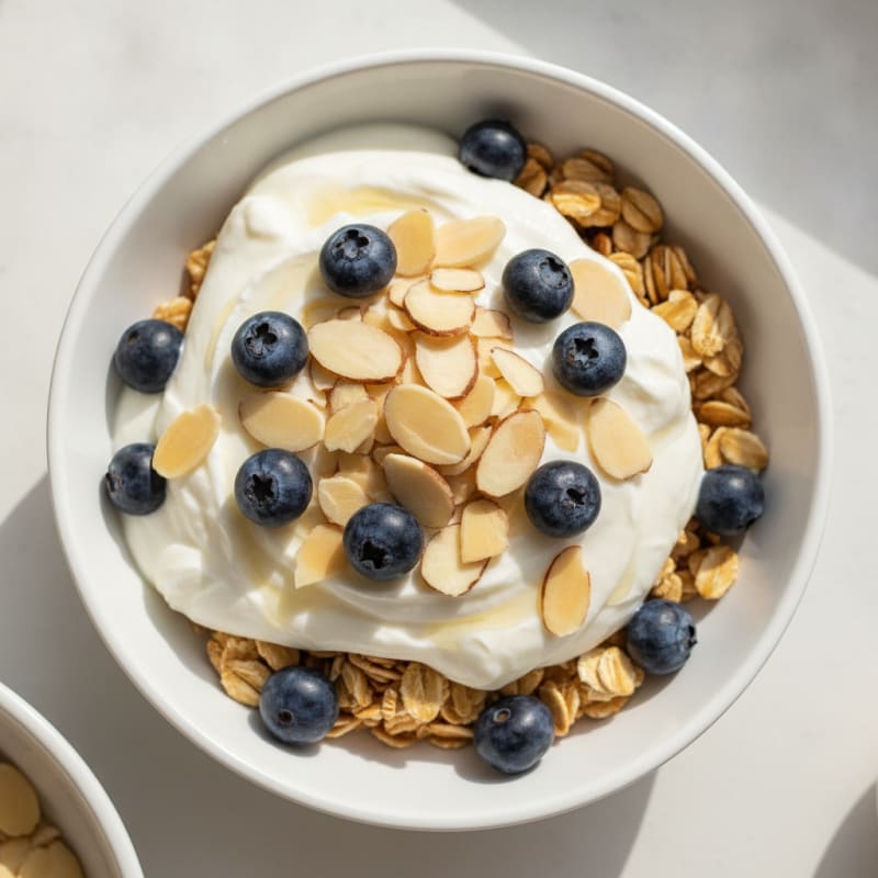 Creamy Greek Yogurt Protein Parfait with Sliced Almonds