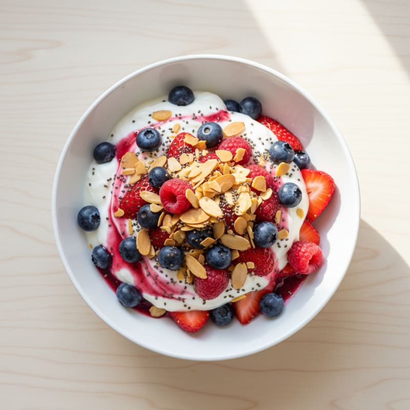 Greek Yogurt Protein Parfait with Berries and Almonds