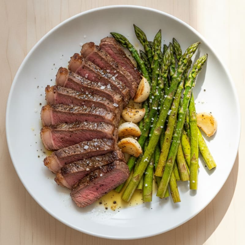 Garlic Butter Steak with Roasted Asparagus