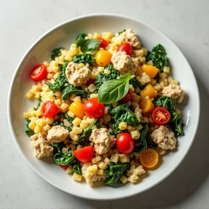 Egg White and Turkey Spinach Scramble