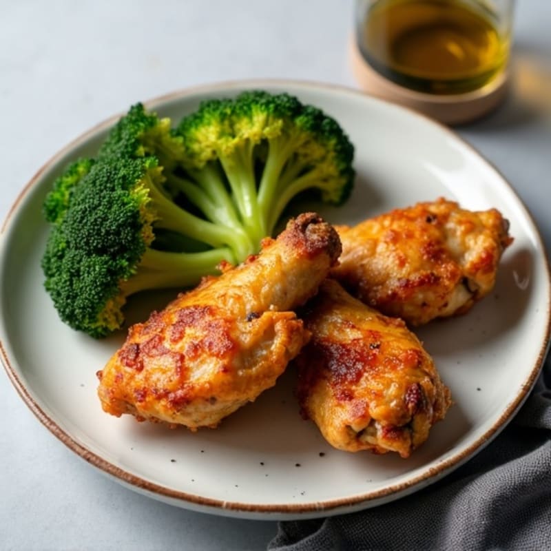 Crispy Baked Chicken Wings with Roasted Broccoli