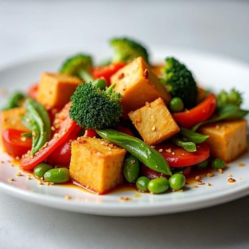 Crispy Sesame Tofu Stir-Fry with Fresh Vegetables