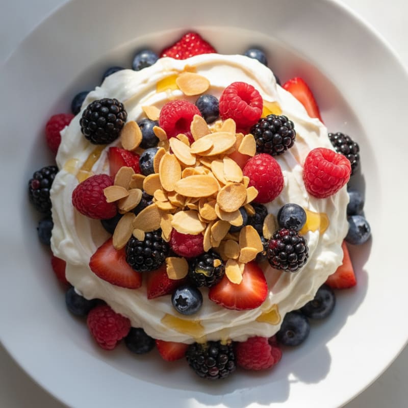 Greek Yogurt Protein Mousse with Mixed Berries