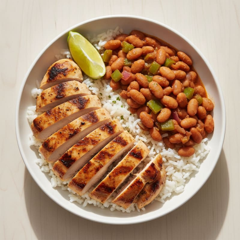 Grilled Chicken Rice Bowl with Charro Beans