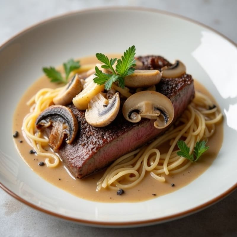 Tender Lean Beef with Creamy Mushroom Sauce