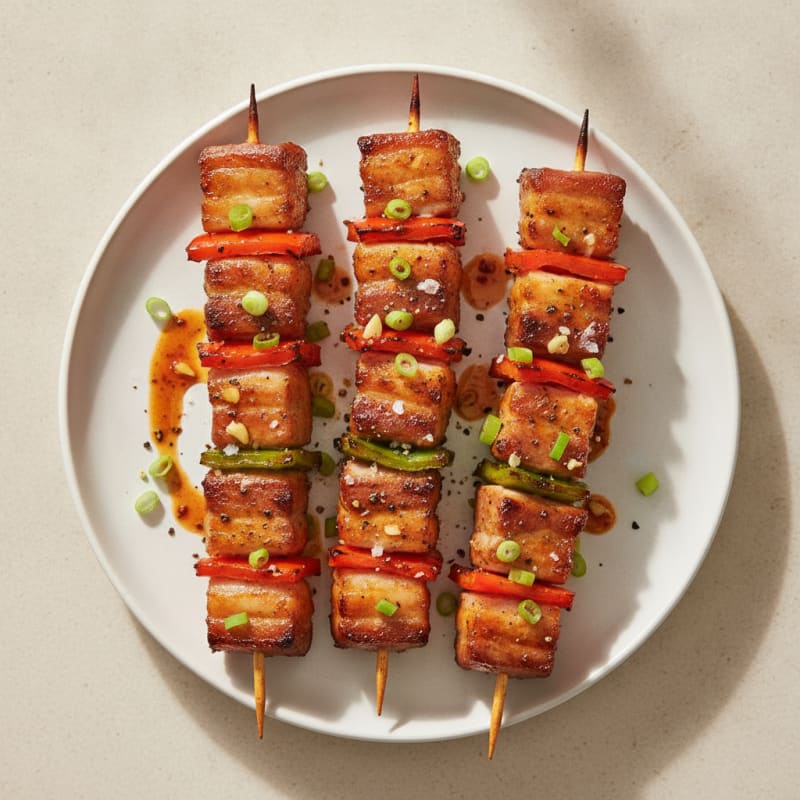 Spicy Gochujang Pork Belly Skewers