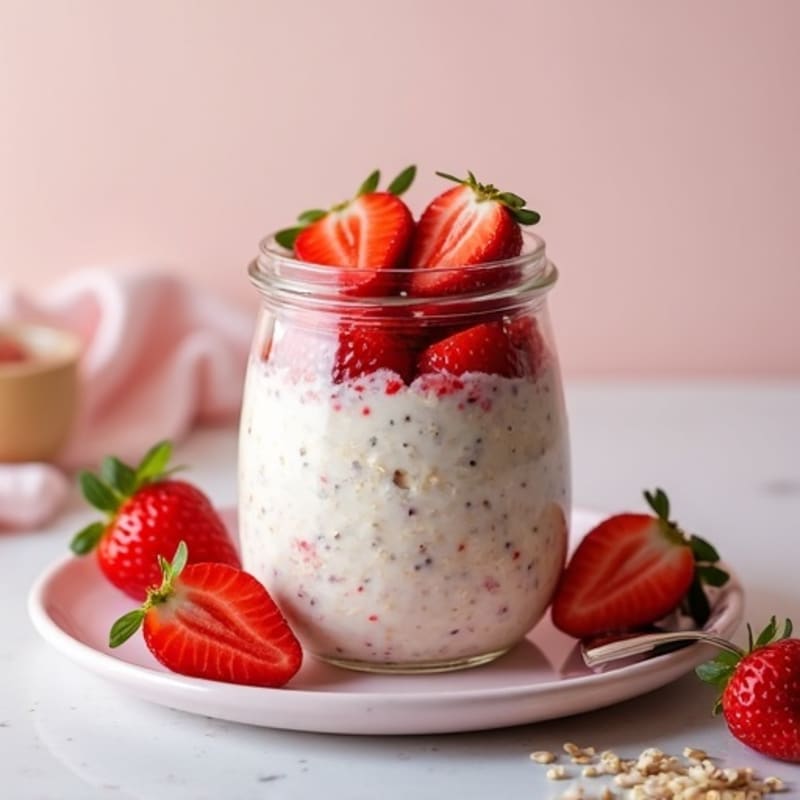 Strawberry Vanilla Creamy Overnight Oats