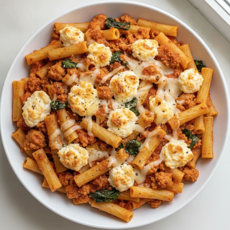 Baked Ziti with Cottage Cheese