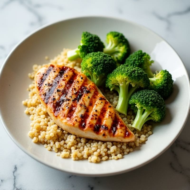 Grilled Chicken Breast with Roasted Broccoli and Quinoa