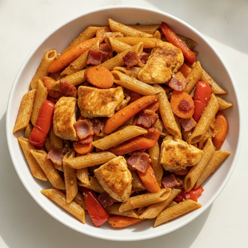 Chicken Pesto Pasta with Roasted Vegetables