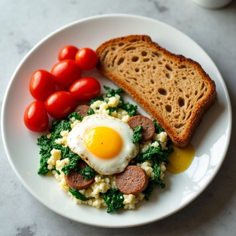 Egg White Scramble with Spinach and Turkey Sausage