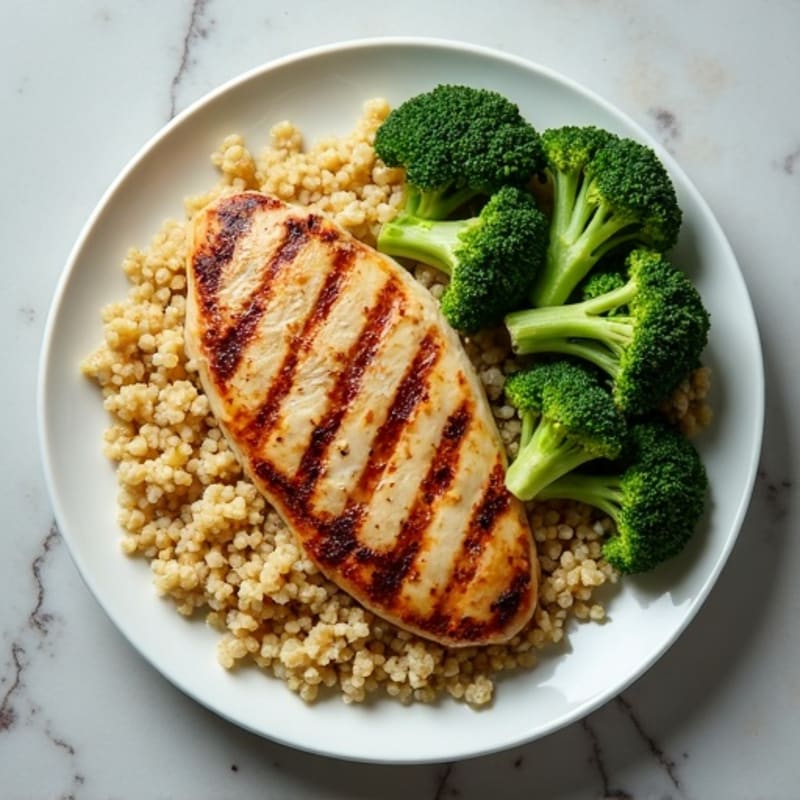 Grilled Chicken Breast with Quinoa and Steamed Broccoli