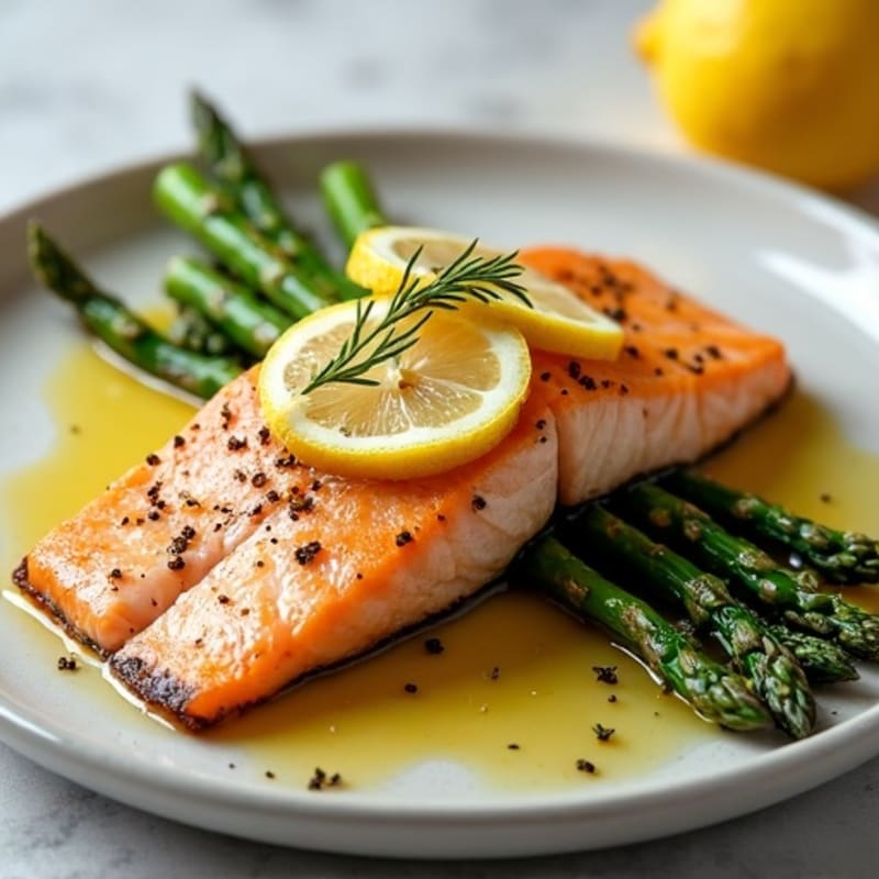 Lemon-Herb Roasted Salmon with Crispy Asparagus