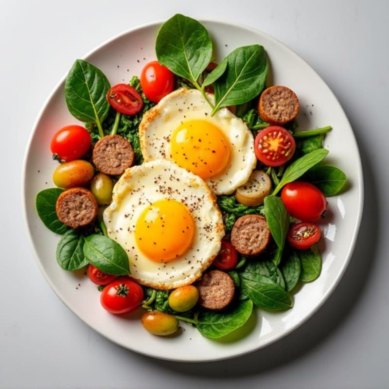 Egg White Scramble with Turkey Sausage and Spinach