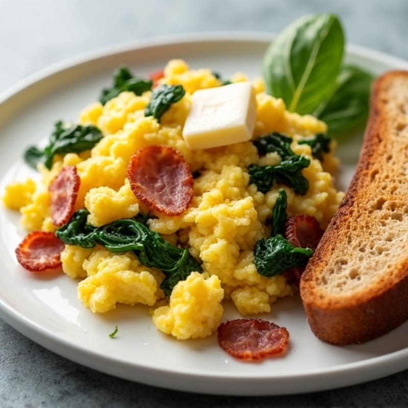 Scrambled Egg Whites with Spinach and Turkey Bacon