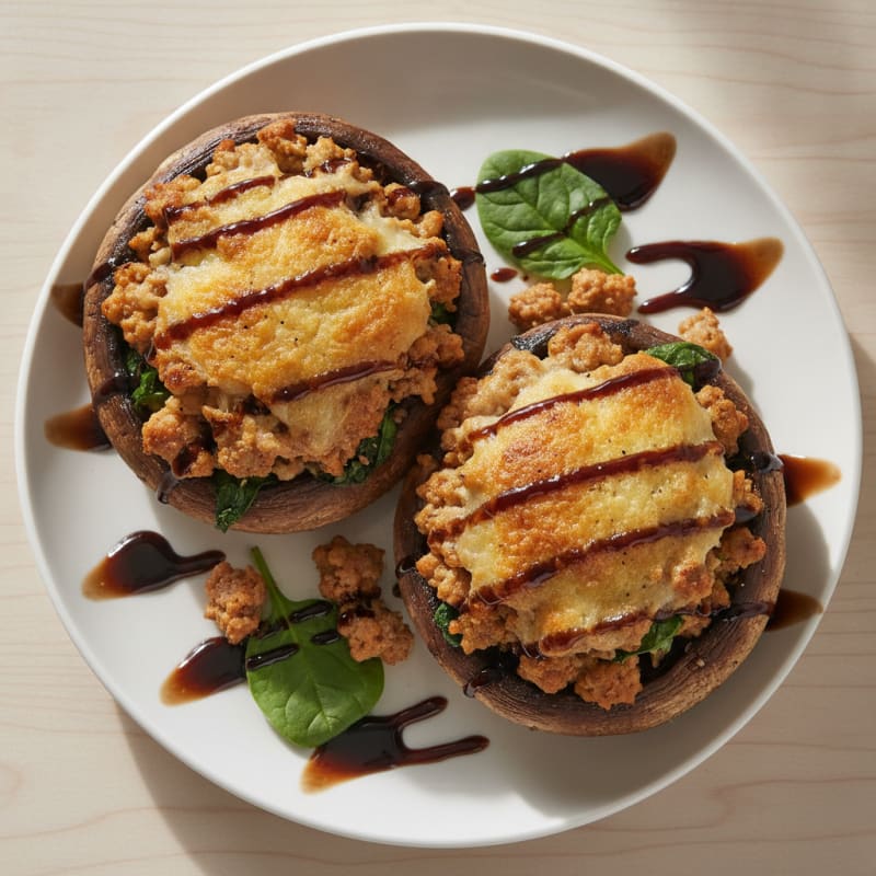 Herb-Stuffed Portobello Mushrooms with Balsamic Glaze