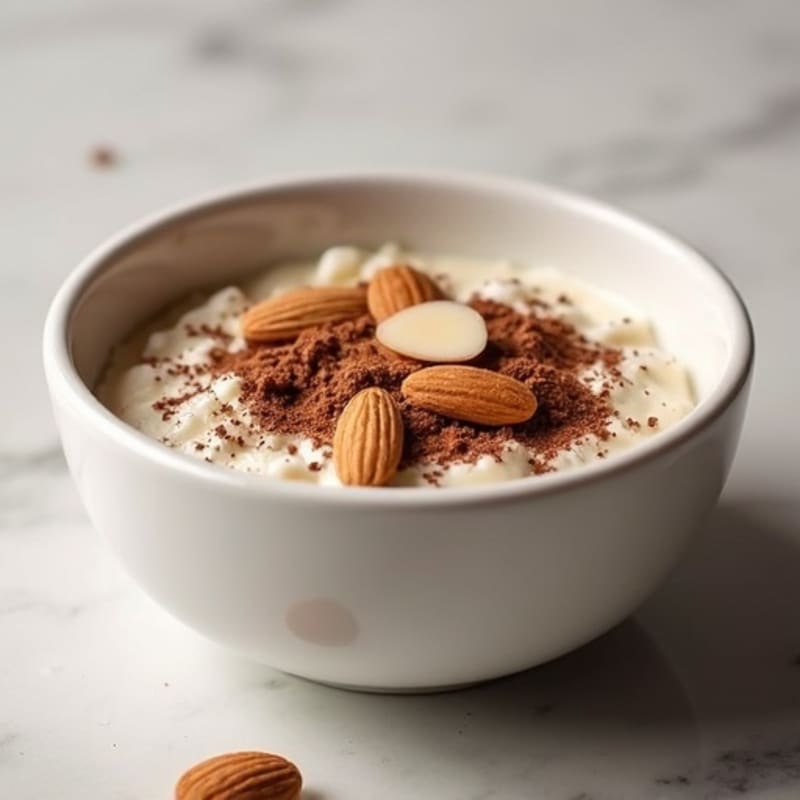 Cottage Cheese Protein Bowl with Cocoa and Almond Slices