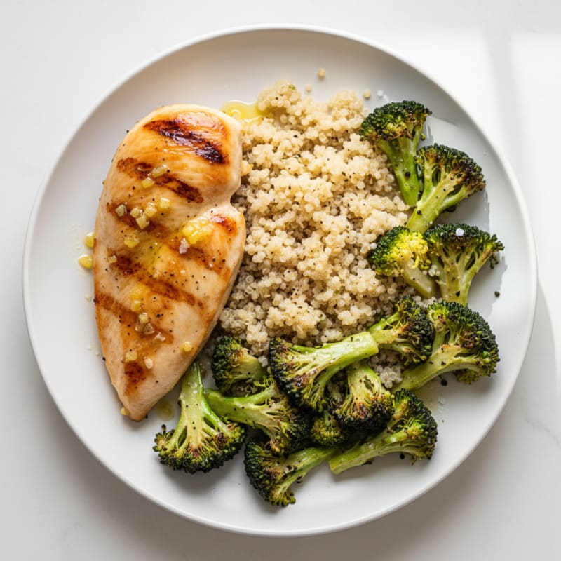 Grilled Chicken Breast with Roasted Broccoli and Quinoa