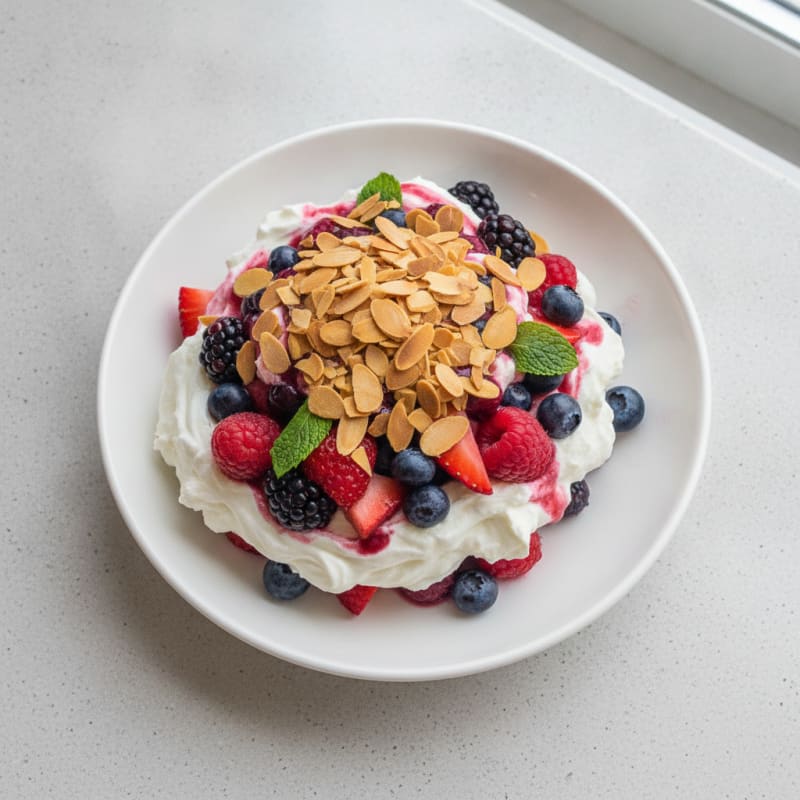 Greek Yogurt Protein Parfait with Mixed Berries and Almonds