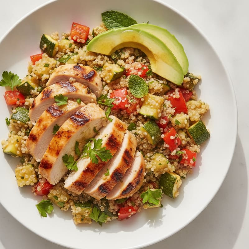 Grilled Chicken and Quinoa Salad with Roasted Vegetables