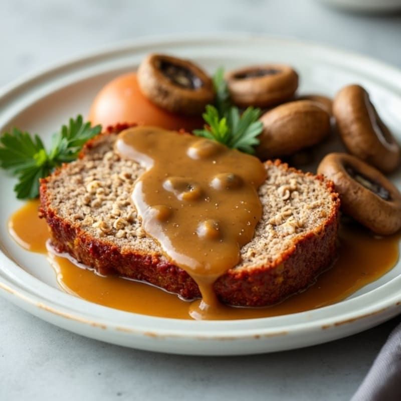 Healthy Lean Meatloaf with Savory Mushroom Gravy