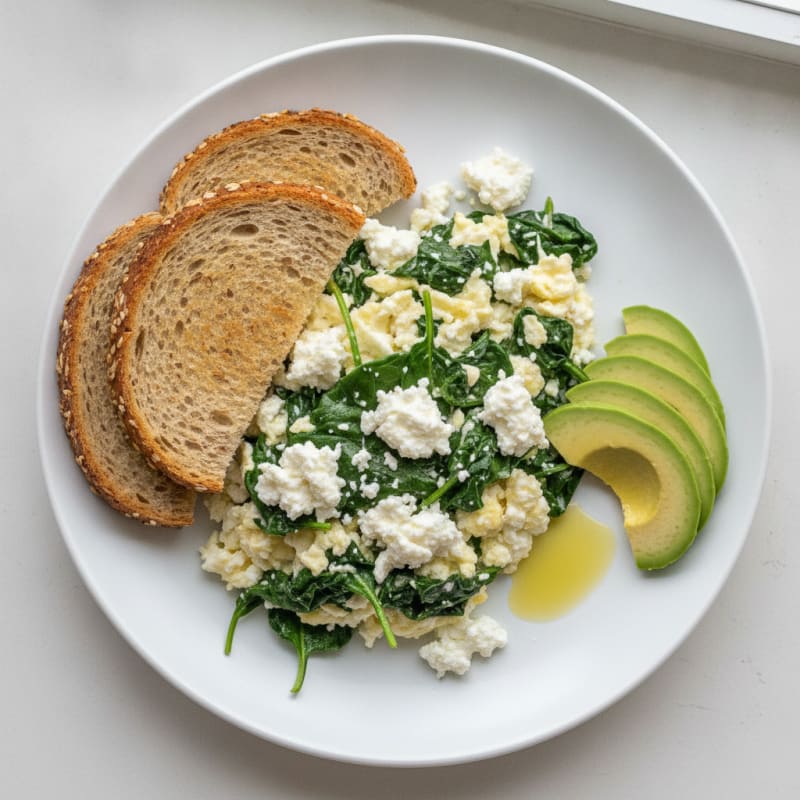Egg White Scramble with Cottage Cheese and Spinach