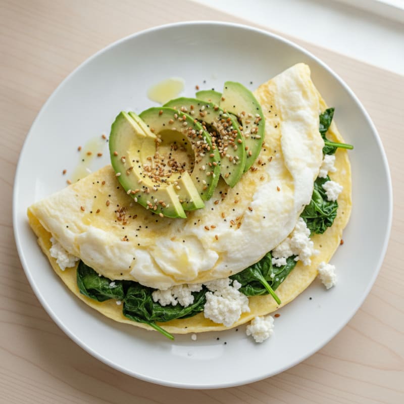 Egg White Spinach Omelette with Cottage Cheese