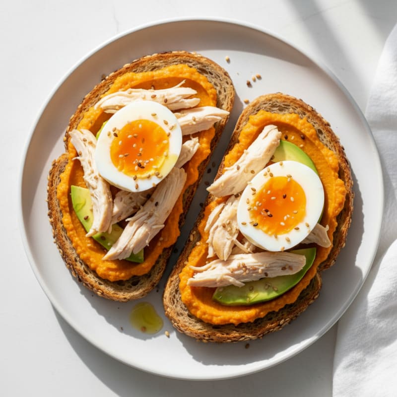 Egg and Chicken Toast with Creamy Carrot Spread