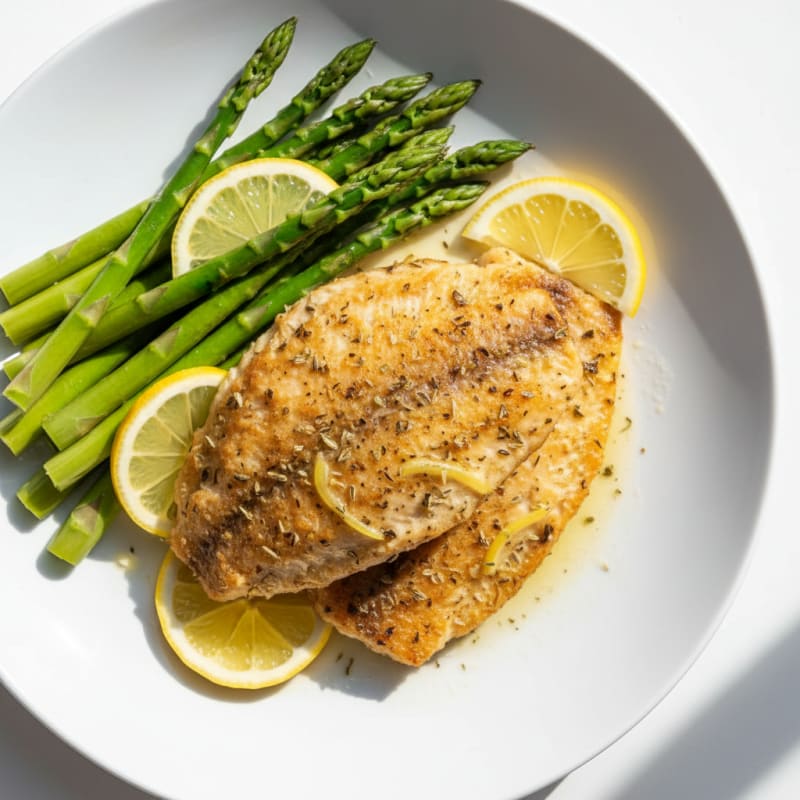 Lemon Herb Tilapia with Steamed Asparagus