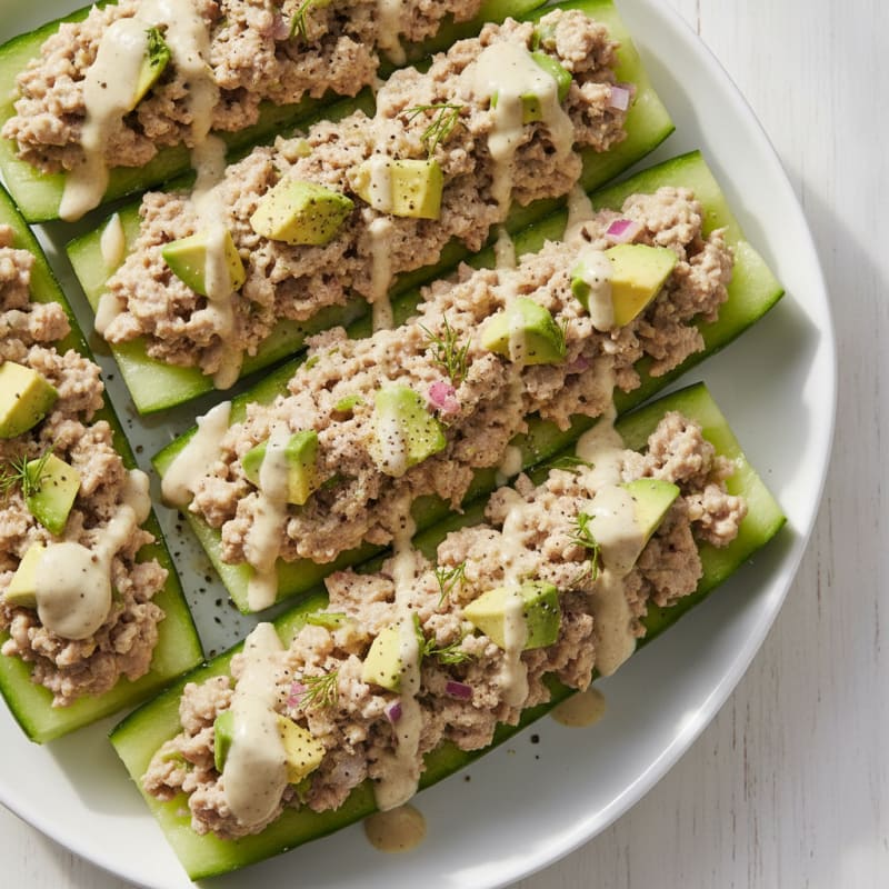 Turkey and Avocado Cucumber Boats