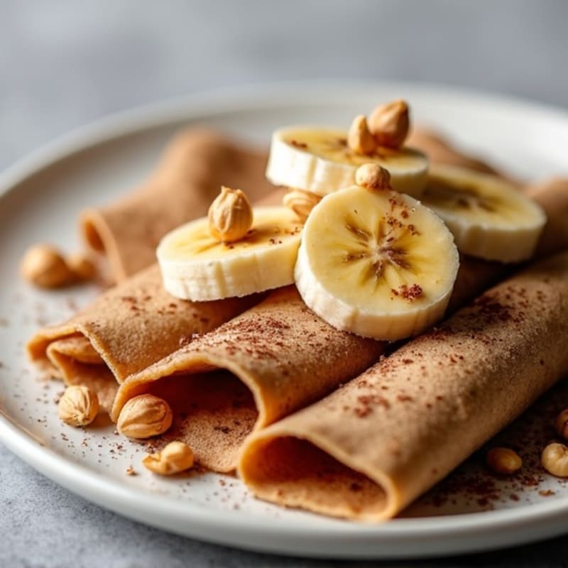 Banana-Chocolate Protein Crepes with Crunchy Hazelnuts