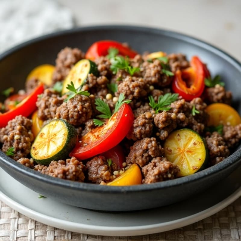 Herb-Seasoned Lean Ground Beef Skillet with Roasted Vegetables