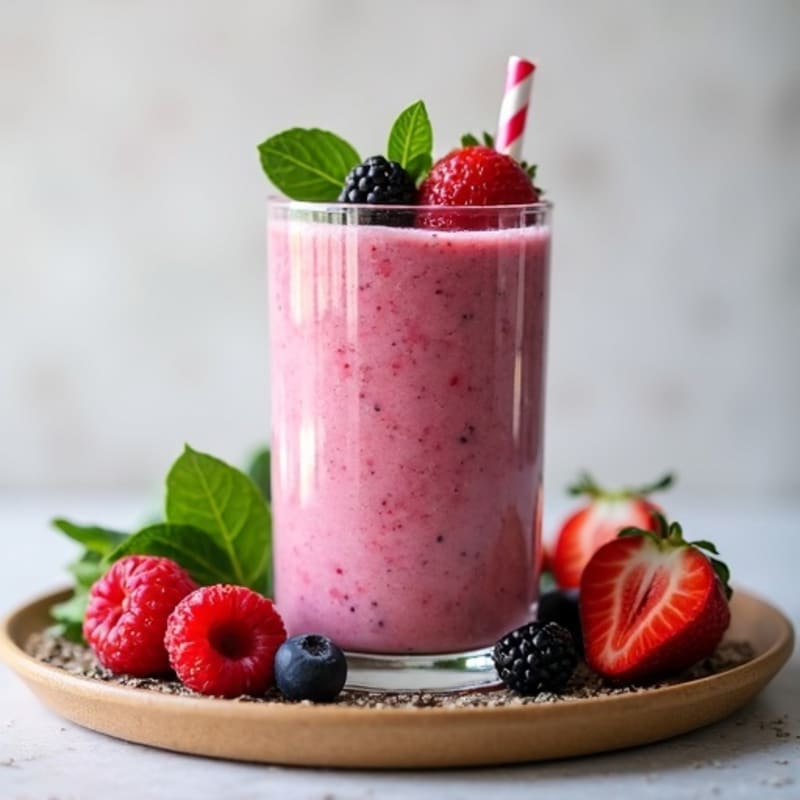 Creamy Low Sugar Berry Spinach Smoothie with Chia