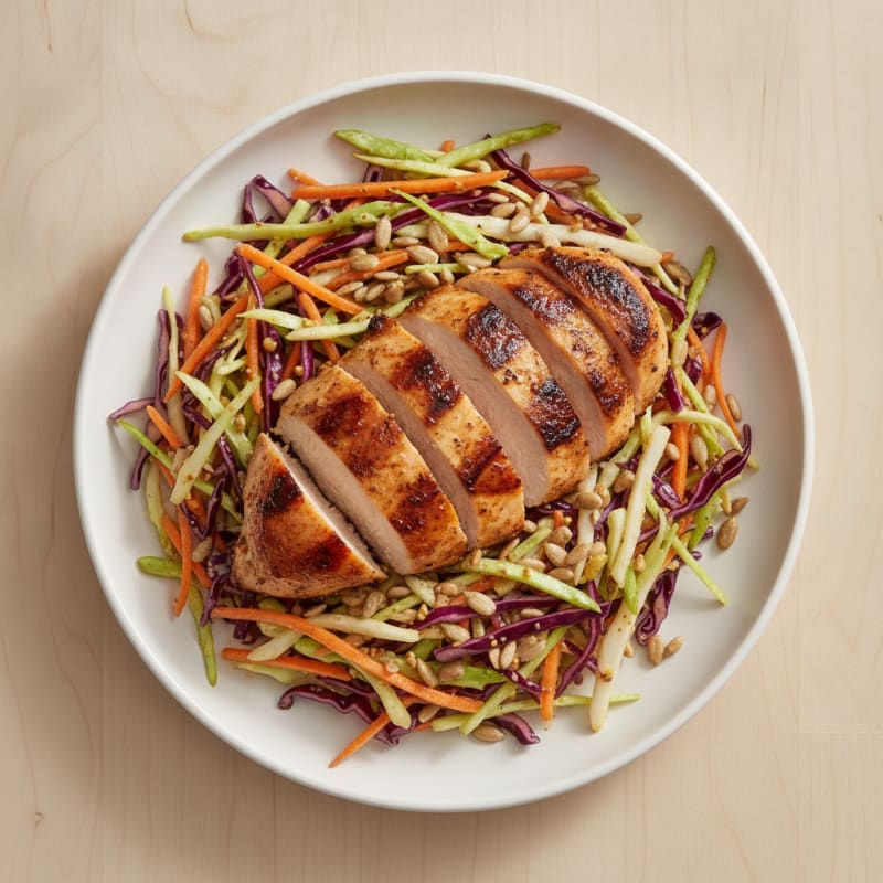 Grilled Chicken Breast with Crunchy Cabbage Slaw