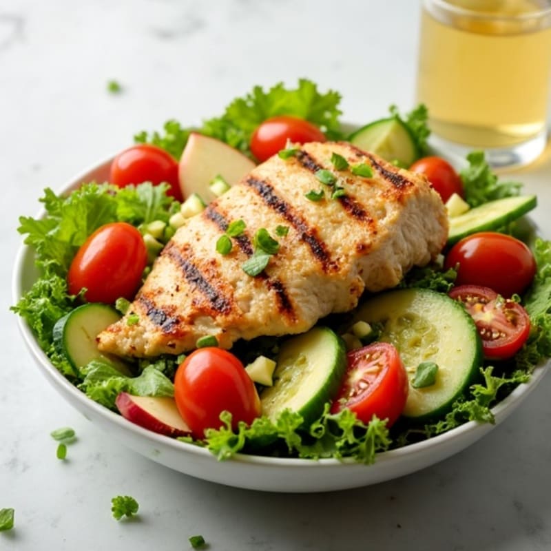 Grilled Chicken and Crunchy Vegetable Salad with Lemon Vinaigrette