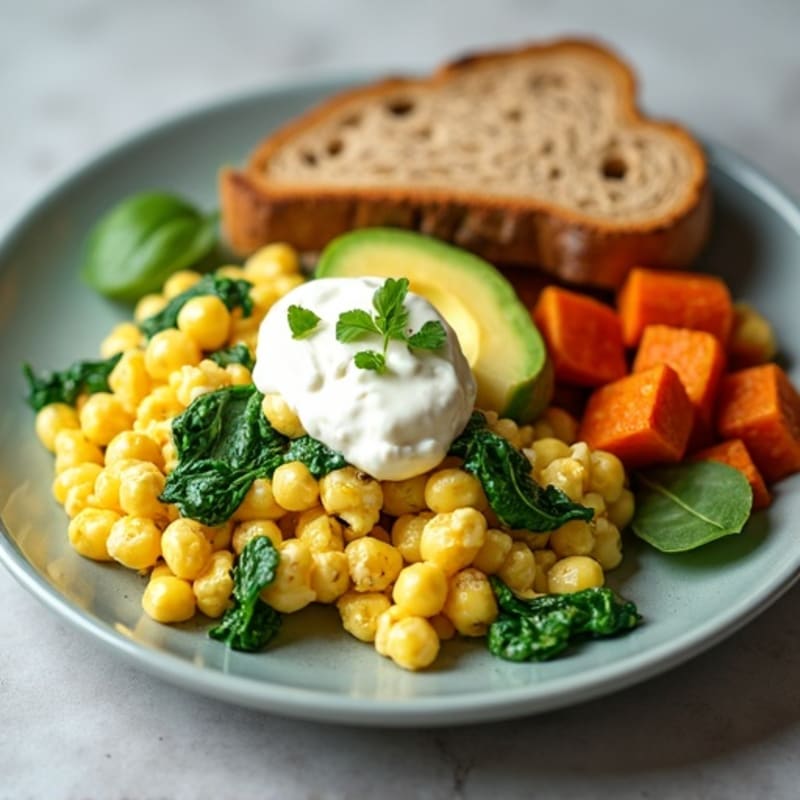 Egg White Scramble with Spinach and Cottage Cheese
