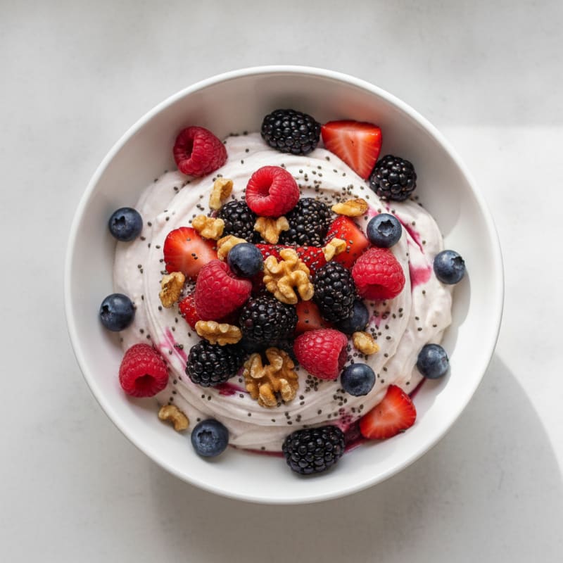 Greek Yogurt Protein Mousse with Mixed Berries