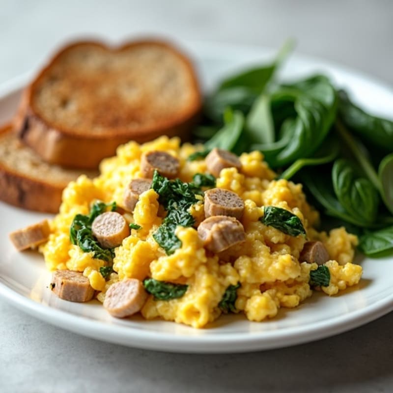 Egg White and Turkey Sausage Scramble with Spinach