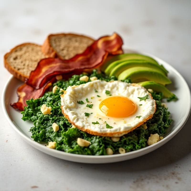 Egg White Spinach Scramble with Turkey Bacon