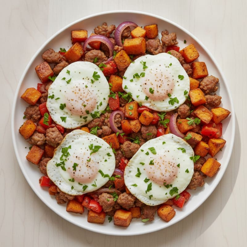 Sheet Pan Sausage and Egg Hash