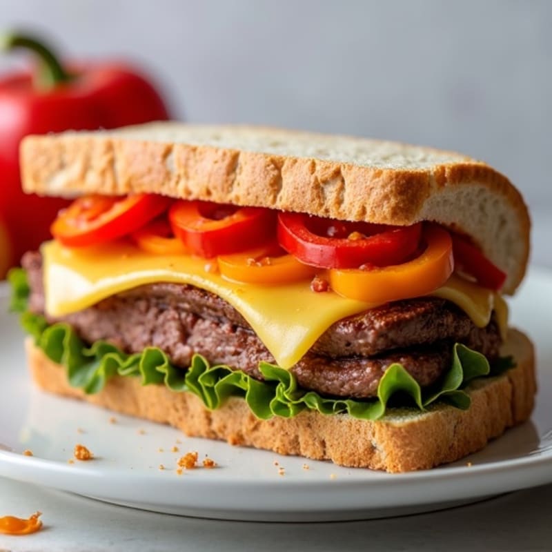 Lean Sirloin and Bell Pepper Sandwich with Melted Provolone