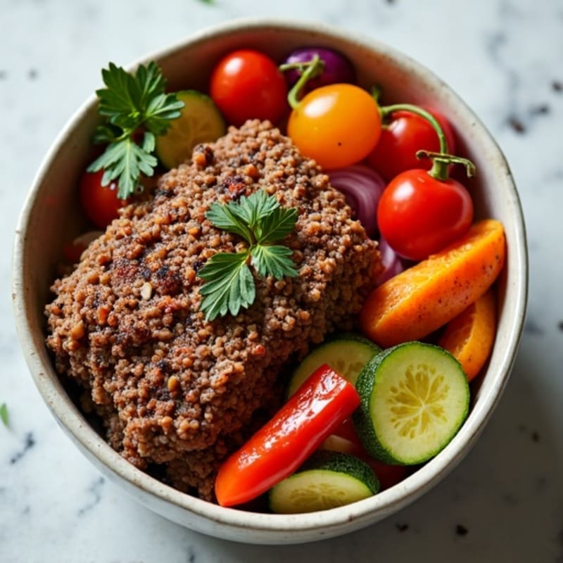 Hearty Ground Beef and Roasted Vegetable Bowl