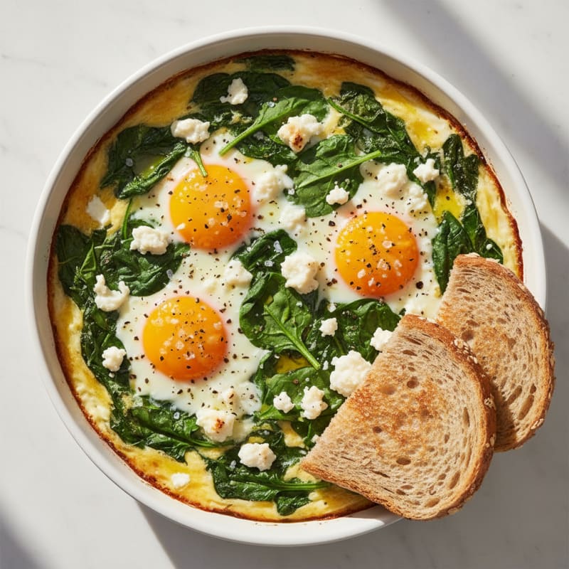 Baked Eggs with Spinach and Feta